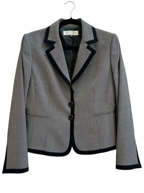 Tahari Arthur S. Levine Petite Black & White Contrast Trim Blazer 8P Corporate